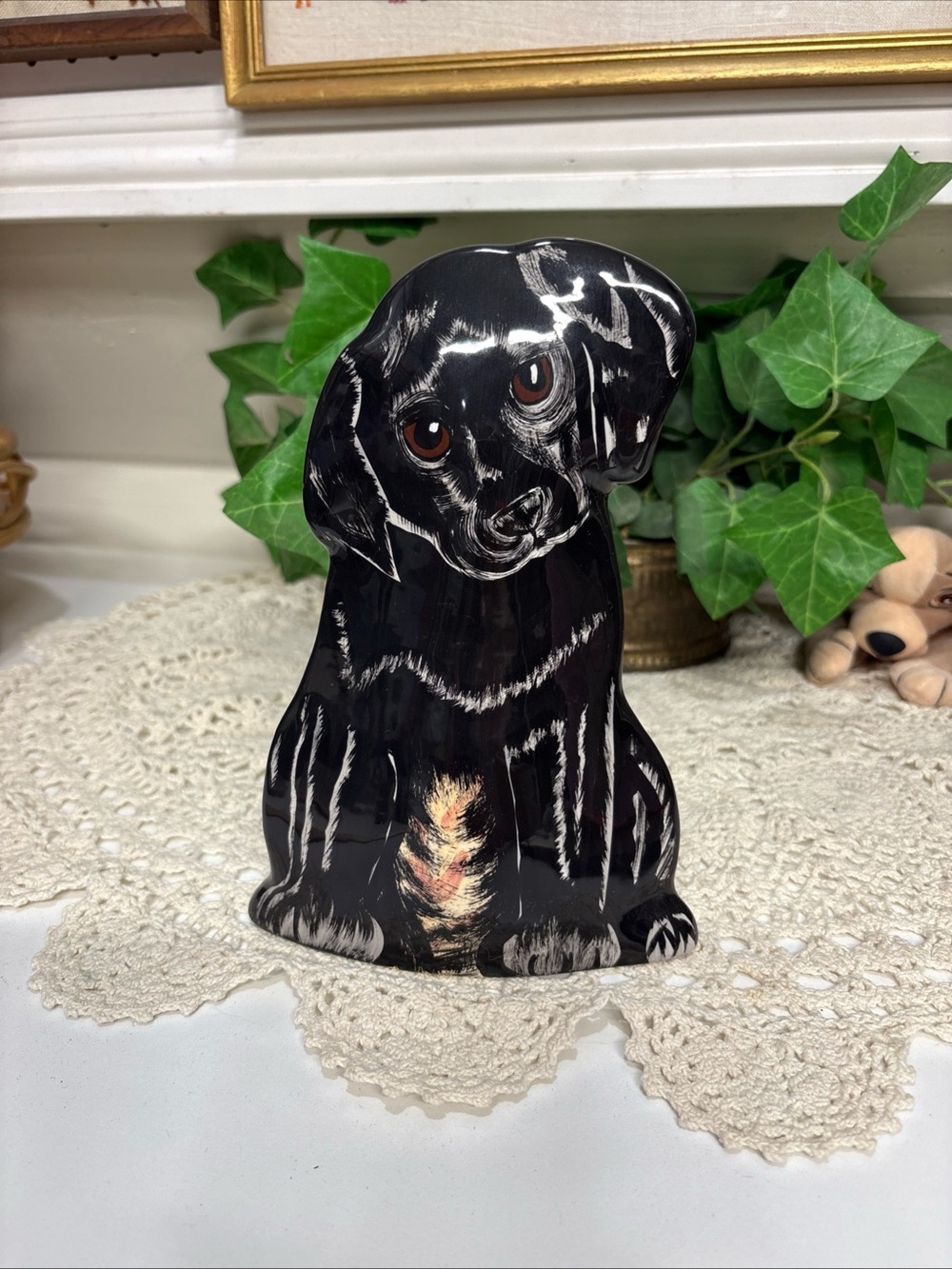 Nina Lyman Dogs By Nina Hand Painted Ceramic Dog Figurine